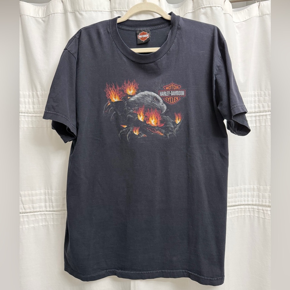 Harley-Davidson Kuwait Black Tee with Fiery Eagle Graphic